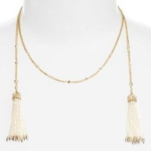 Kendra Scott Monique Lariat Necklace gold white bead